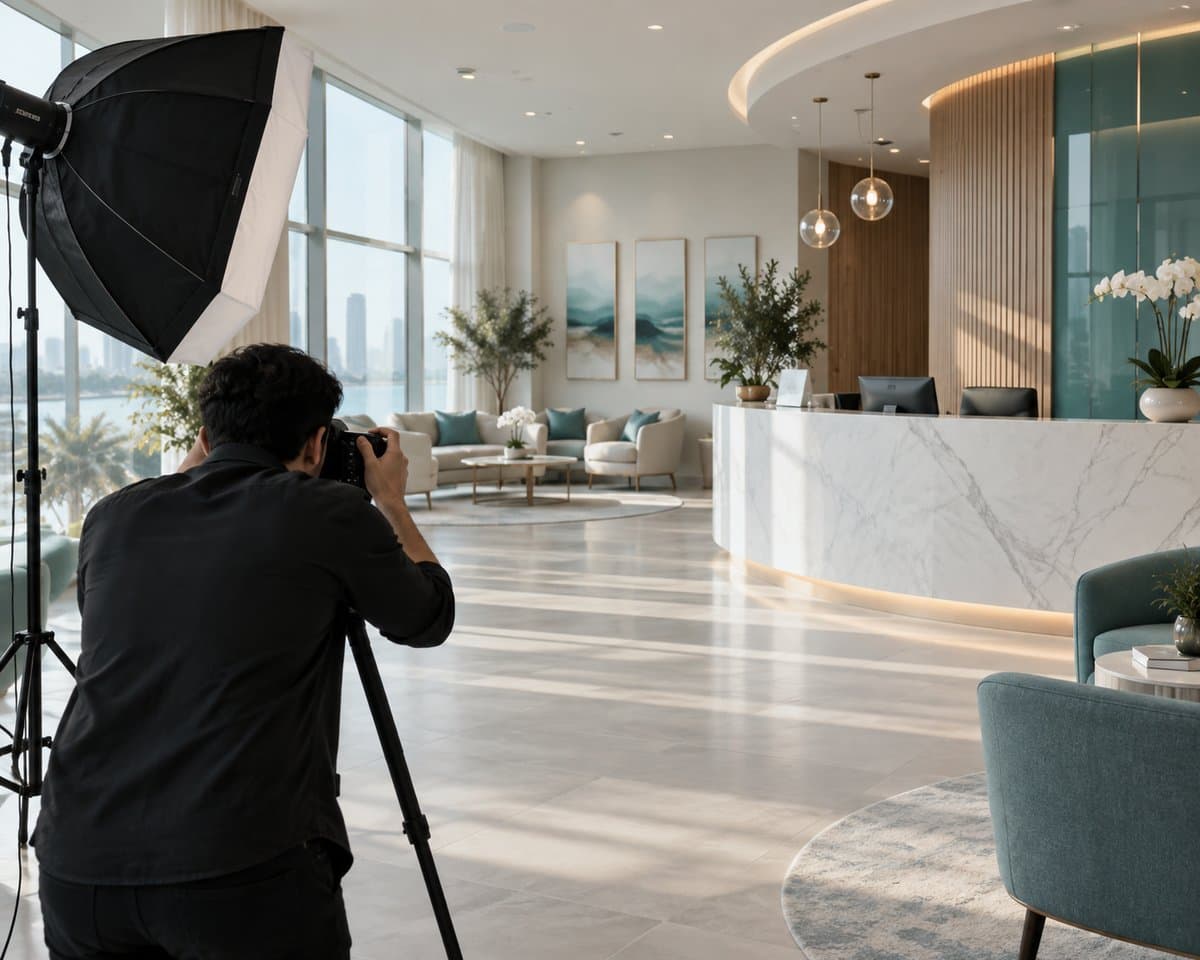 Photographer shooting a clinic reception area